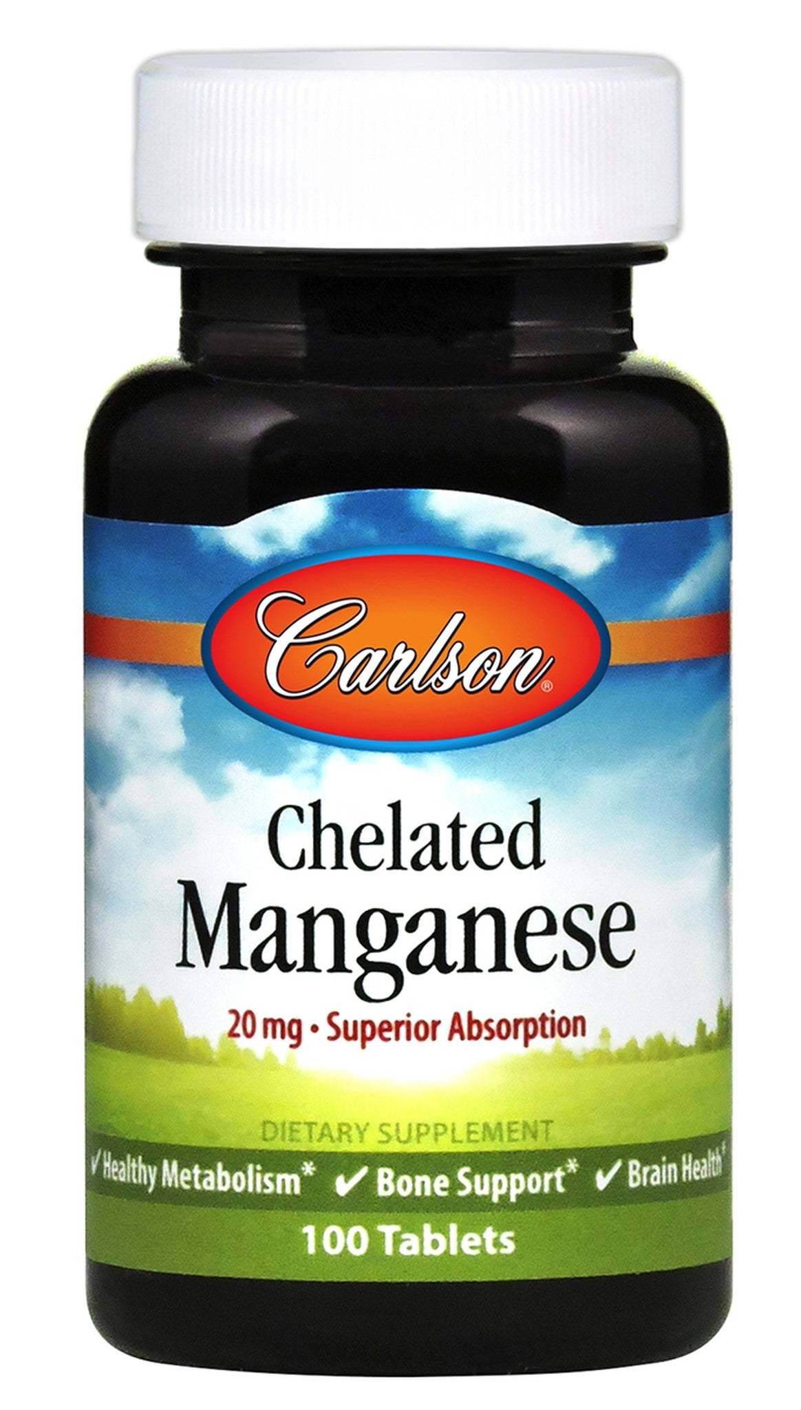 Carlson Labs Chelated Manganese, 20mg - 100 tablets