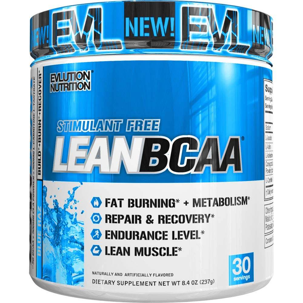 Evlution Nutrition LeanBCAA - Stimulant-Free BCAA With CLA & L-Carnitine,  Sugar & Gluten Free, 30 Servings Fruit Punch For Recovery & Fat Burning