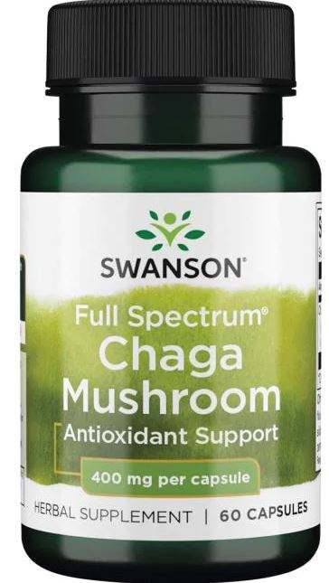 Swanson pilna spektra chaga sēne, 400 mg - 60 vāciņi