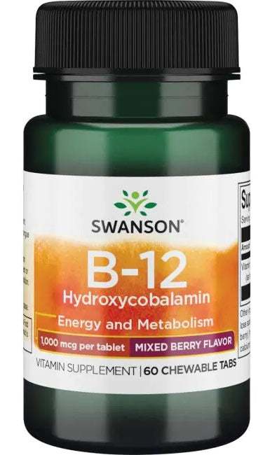 Swanson B-12 Hydroxycobalamin, 1000mcg - 60 chewable tablets