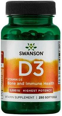 Swanson Vitamin D-3, 5000 IU - 250 softgels