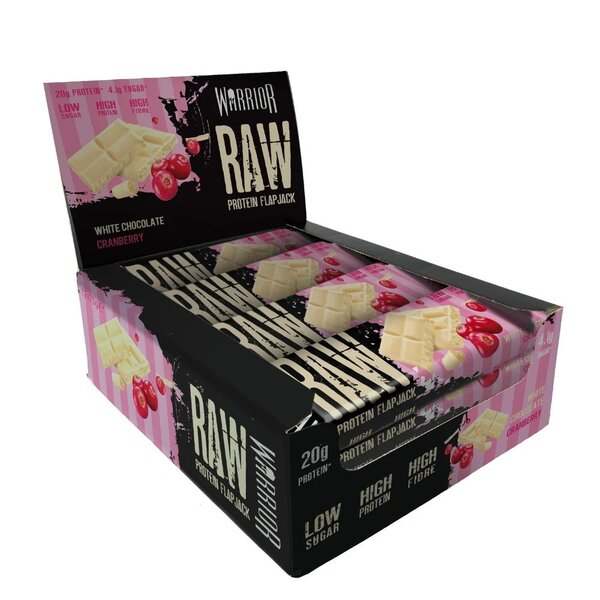 Warrior Raw Protein Flapjack, White Chocolate Cranberry - 12 bars