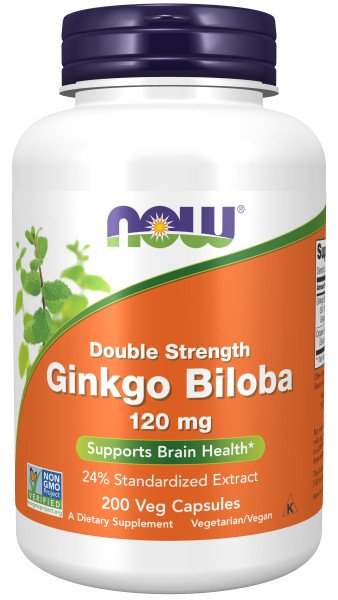 NOW Foods Ginkgo Biloba Double Strength, 120mg - 200 vcaps