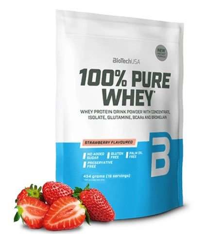 BioTechUSA 100% Pure Whey, Strawberry - 454 grams