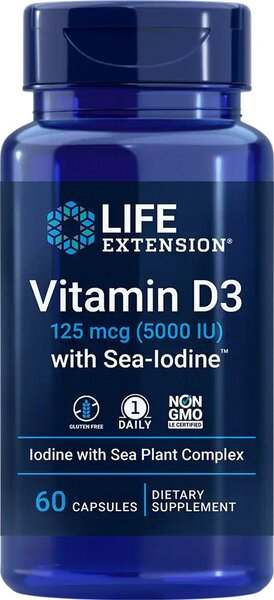 Life Extension Vitamin D3 with Sea-Iodine, 5000IU - 60 caps