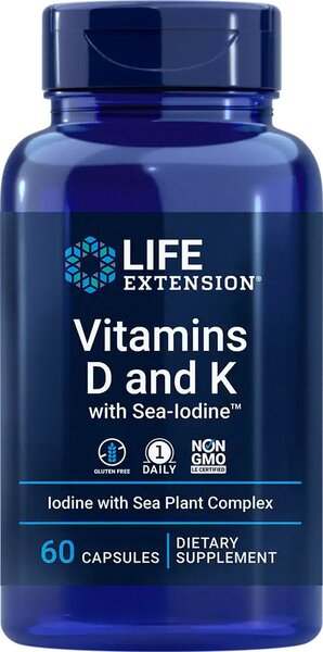 Life Extension Vitamins D and K with Sea-Iodine - 60 caps