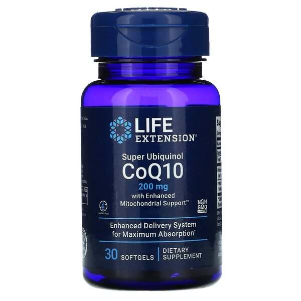 Life Extension Super Ubiquinol CoQ10 with Enhanced Mitochondrial Support, 200mg - 30 softgels