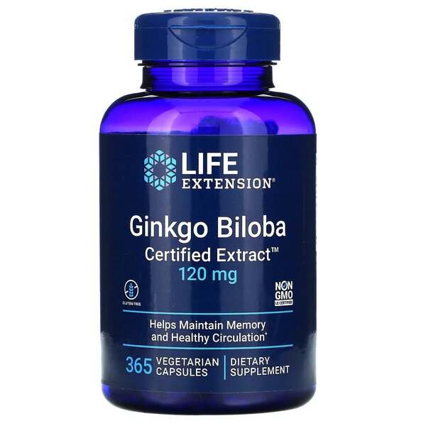 Life Extension Ginkgo Biloba, Certified Extract, 120mg - 365 vcaps