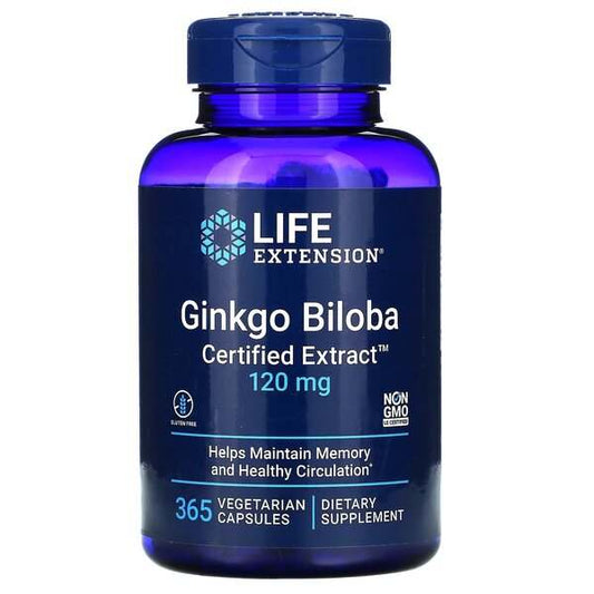 Life Extension Ginkgo Biloba, Certified Extract, 120mg - 365 vcaps