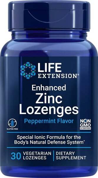 Life Extension Enhanced Zinc Lozenges, Peppermint - 30 vegetarian lozenges