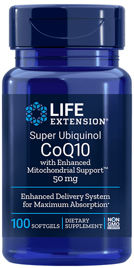 Life Extension Super Ubiquinol CoQ10 with Enhanced Mitochondrial Support, 50mg - 100 softgels