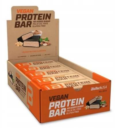 BioTechUSA Vegan Protein Bar, Peanut Butter - 20 x 50g