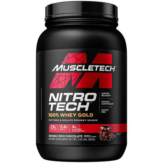 MuscleTech Nitro-Tech 100% Whey Gold, Double Rich Chocolate (EAN 631656710458) - 921 grams