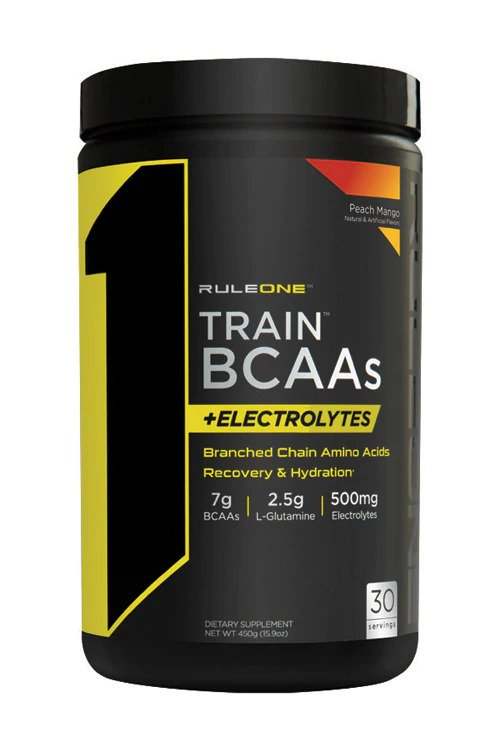 Rule One Train BCAAs + Electrolytes, Peach Mango - 450 grams