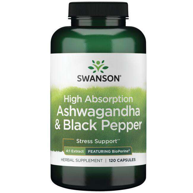 Swanson High Absorption Ashwagandha & Black Pepper - 120 caps