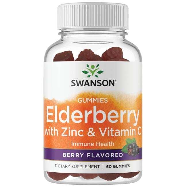 Swanson Elderberry Gummies with Zinc & Vitamin C, Berry - 60 gummies