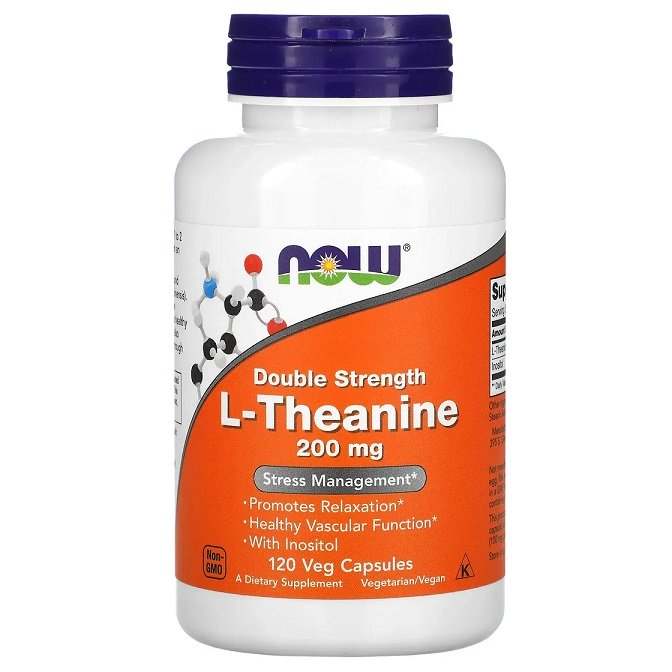 NOW Foods Double Strength L-Theanine, 200mg - 120 vcaps