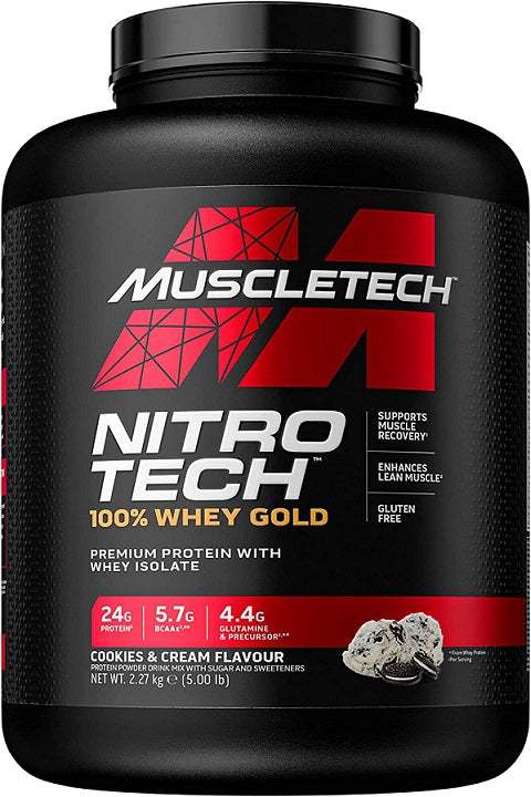 MuscleTech Nitro-Tech 100% Whey Gold, Cookies & Cream - 2270 grams