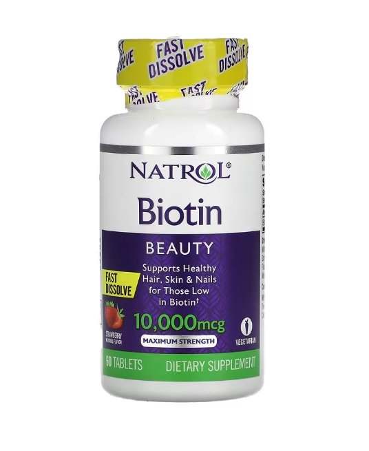 Natrol Biotin Fast Dissolve, 10000mcg (Strawberry) - 60 tablets