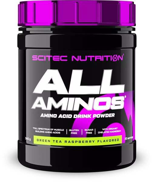 SciTec All Aminos, Green Tea Raspberry - 340 grams