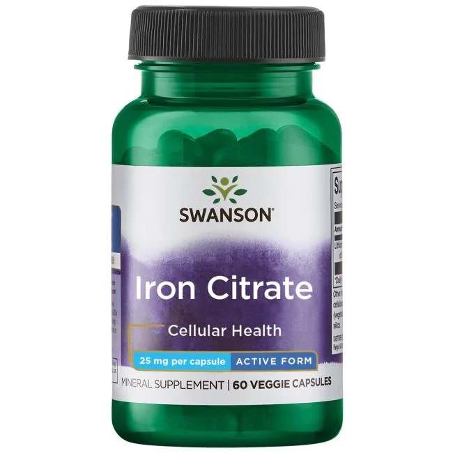 Swanson Iron Citrate, 25mg - 60 vcaps