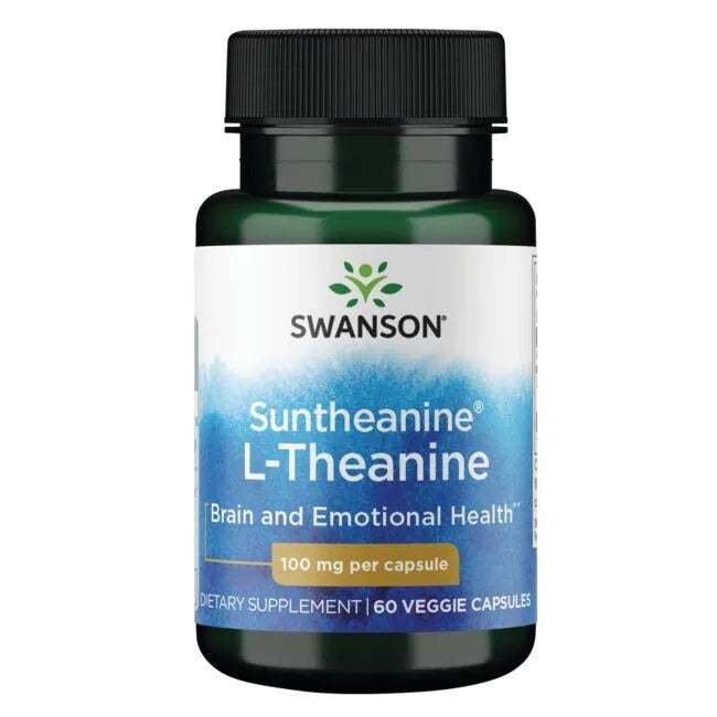 Swanson Suntheanine L-Theanine, 100mg - 60 vcaps