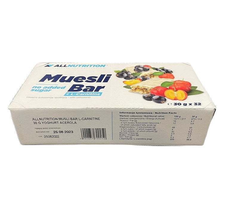 Allnutrition Muesli Bar + L-Carnitine, Yoghurt & Acerola - 32 bars