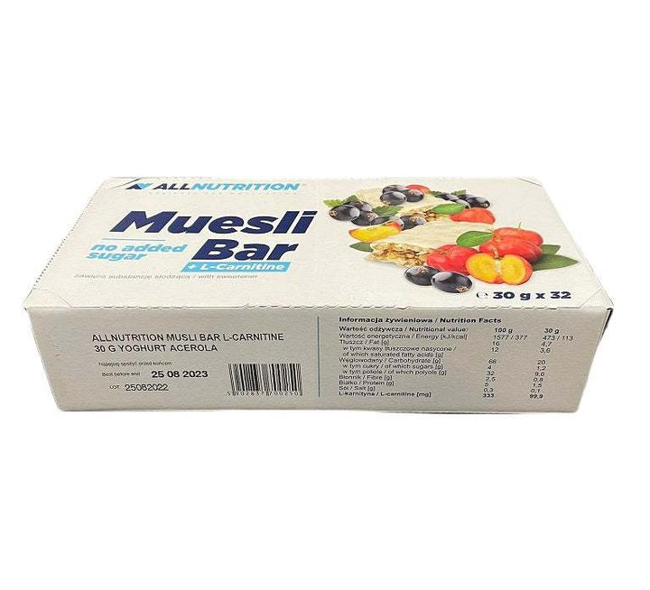 Allnutrition Muesli Bar + L-Carnitine, Yoghurt & Acerola - 32 bars