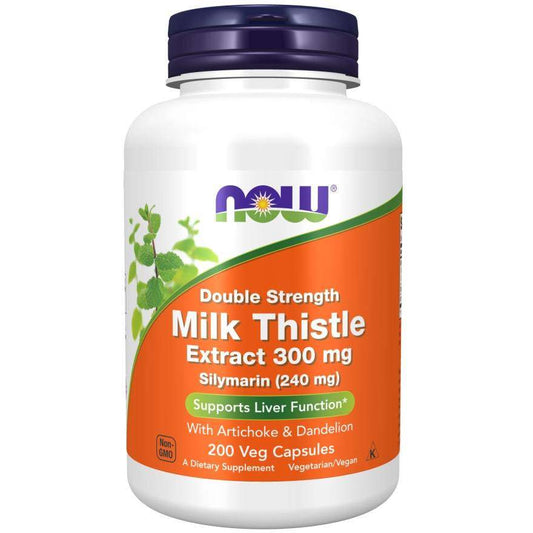 NOW Foods Milk Thistle Extract with Artichoke & Dandelion, 300mg Double Strength - 200 vcaps