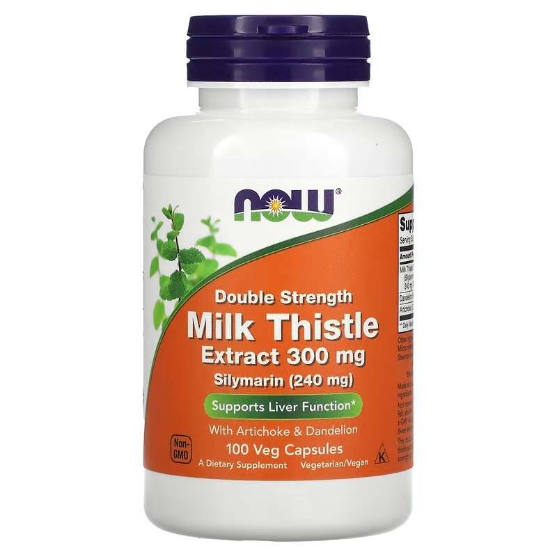 NOW Foods Milk Thistle Extract with Artichoke & Dandelion, 300mg Double Strength - 100 vcaps