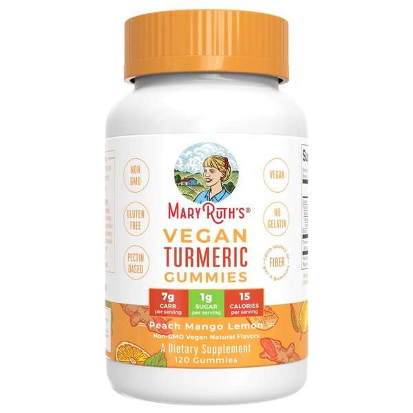 MaryRuth Organics Vegan Turmeric Gummies, Peach Mango Lemon - 120 gummies