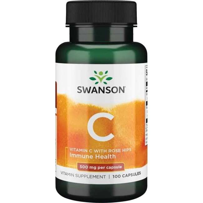 Swanson Vitamin C with Rose Hips Extract, 500mg - 100 caps