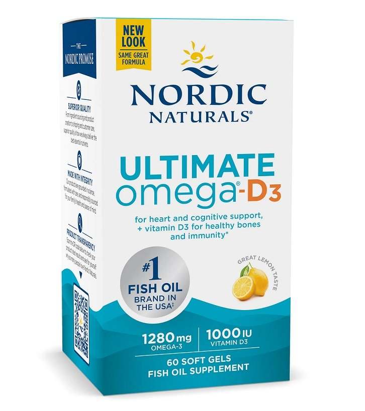 Nordic Naturals Ultimate Omega-D3 Fish Oil, 1280mg Lemon - 60 softgels