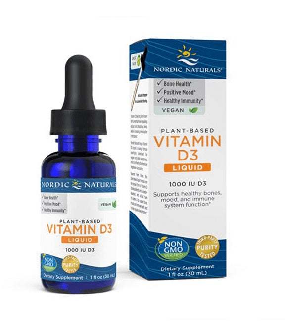 Nordic Naturals Plant-Based Vitamin D3 Liquid, 1000 IU Apple - 30 ml.