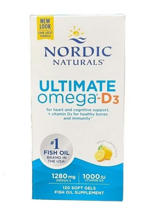 Nordic Naturals Ultimate Omega-D3 Fish Oil, 1280mg Lemon (EAN 768990027949) - 120 softgels