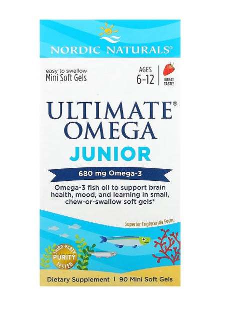 Nordic Naturals Ultimate Omega Fish Oil Junior, 680mg Strawberry (EAN 768990017988) - 90 mini softgels