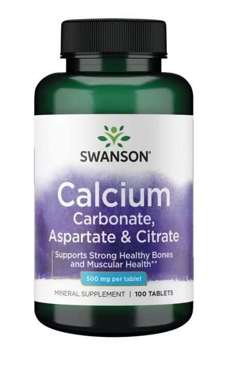 Swanson Calcium Carbonate, Aspartate & Citrate, 500mg - 100 tablets