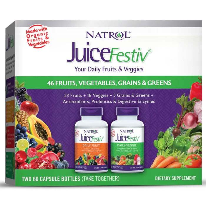 Natrol Organic JuiceFestiv, Daily Fruits & Veggies - 60 + 60 caps