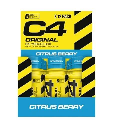 Cellucor C4 Original Pre-Workout Shot, Citrus Berry - 12 x 60 ml.