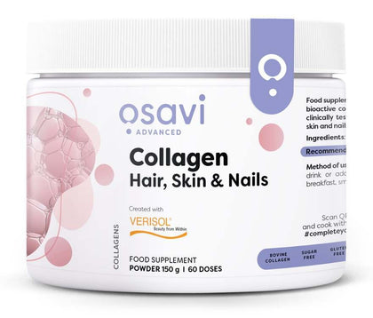 Osavi Collagen Peptides unflavoured 150g tub containing VERISOL bioactive collagen peptides with no fillers or additives