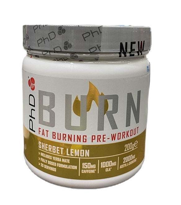 PhD Burn Pre-Workout, Sherbet Lemon - 200 grams