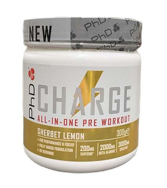 PhD Charge All-In-One Pre-Workout, Sherbet Lemon - 300 grams