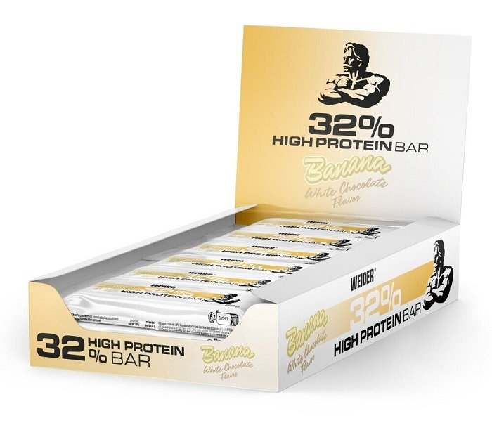 Weider 32% High Protein Bar, Banana White Chocolate - 12 x 60g