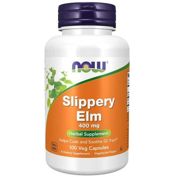 NOW Foods Slippery Elm 400mg 100 vegetarian capsules digestive supplement