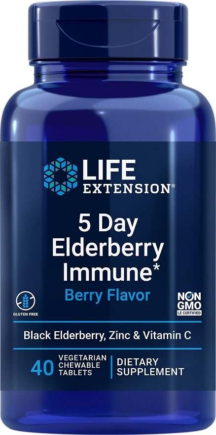 Life Extension 5 Day Elderberry Immune, Berry - 40 chewable tabs