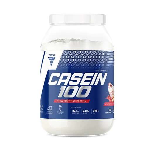 Trec Nutrition Casein 100, Strawberry - 1800 grams