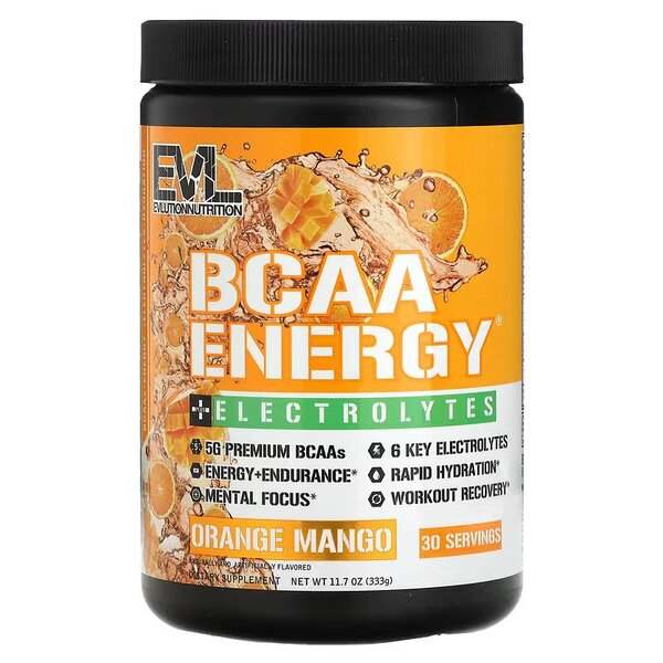 EVLution Nutrition BCAA Energy + Electrolytes, Orange Mango - 333 grams