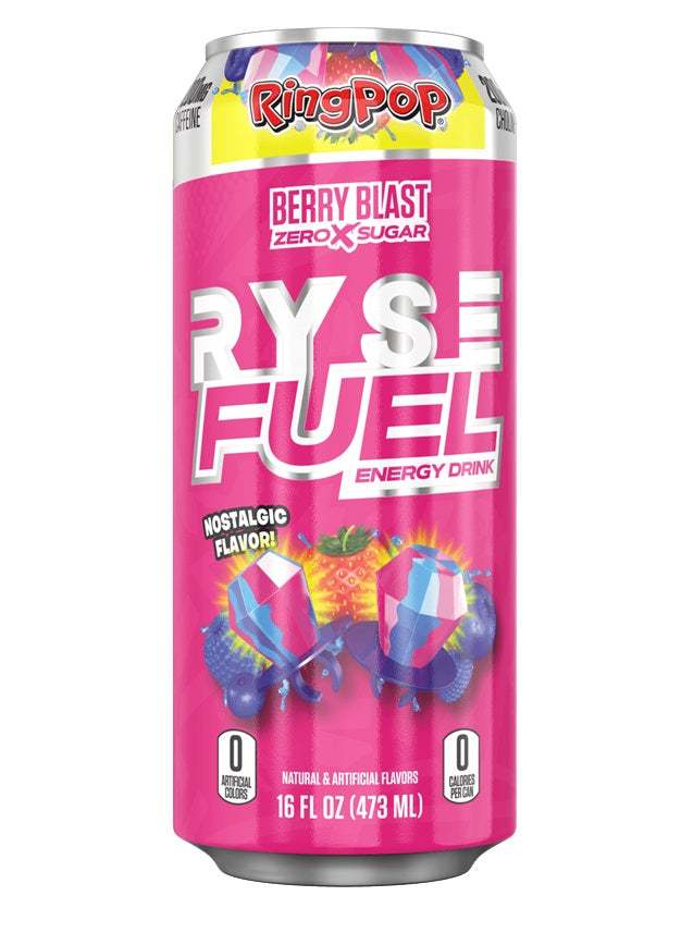 RYSE Fuel Energy Drink, Ring Pop Berry Blast - 12 x 473 ml.