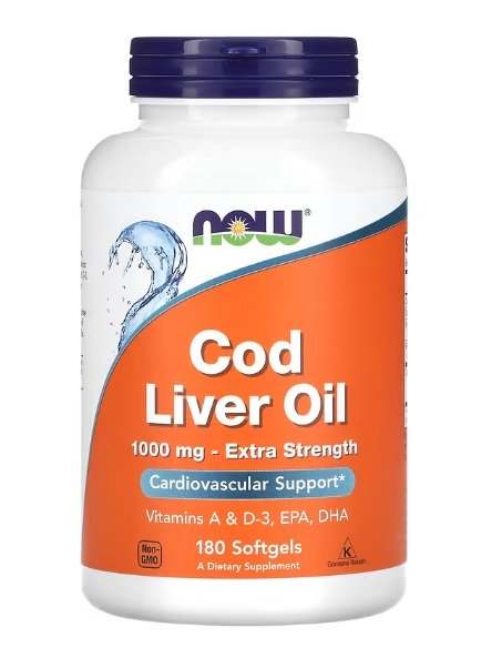 NOW Foods Cod Liver Oil, 1000mg Extra Strength - 180 softgels