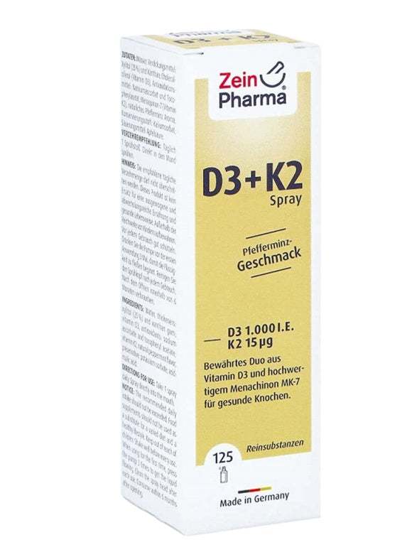 Zein Pharma Vitamin D3 + K2 Spray, Peppermint - 25 ml.